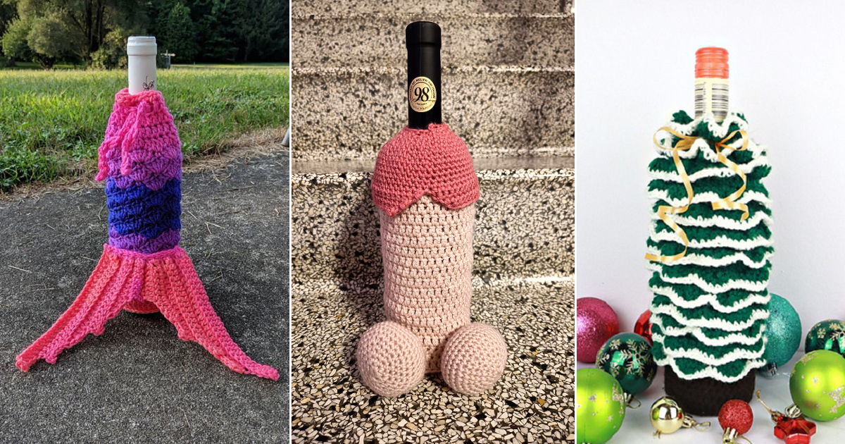 Crochet Wine Cozy Free Patterns