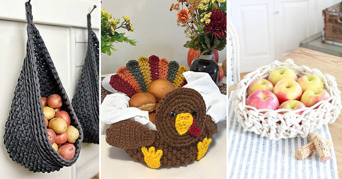 Crochet Kitchen Basket Organizer Free Patterns